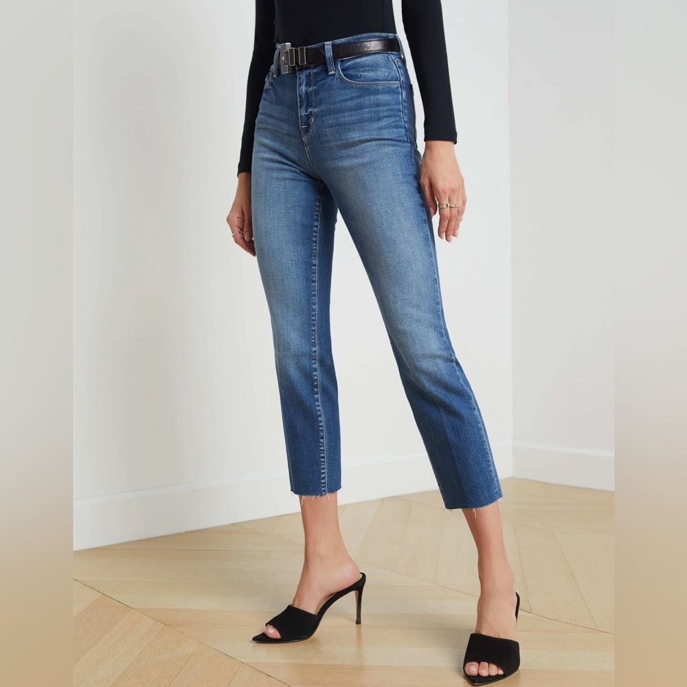 L'AGENCE Sada Mid Rise Cropped Jeans Size 27 in Atlantic Blue